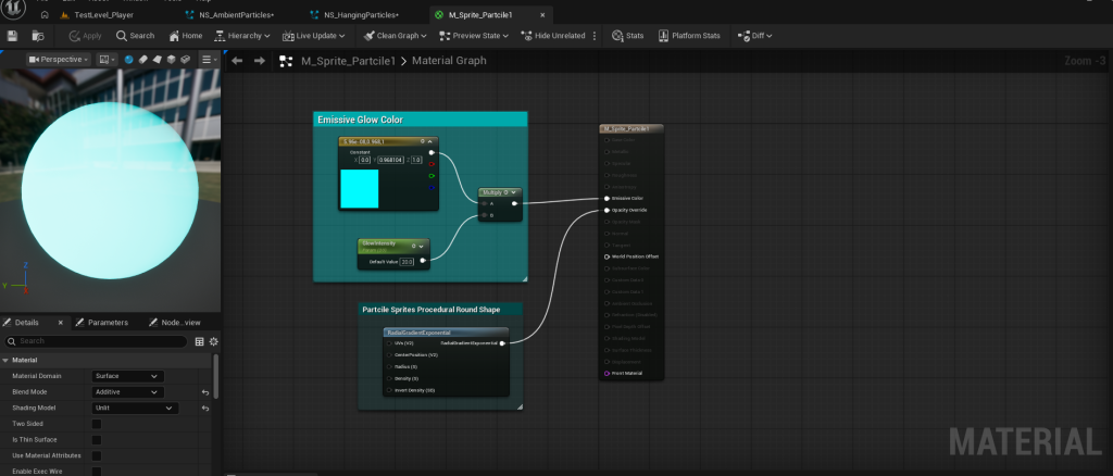 Material Glow with Procedural round shape applied
